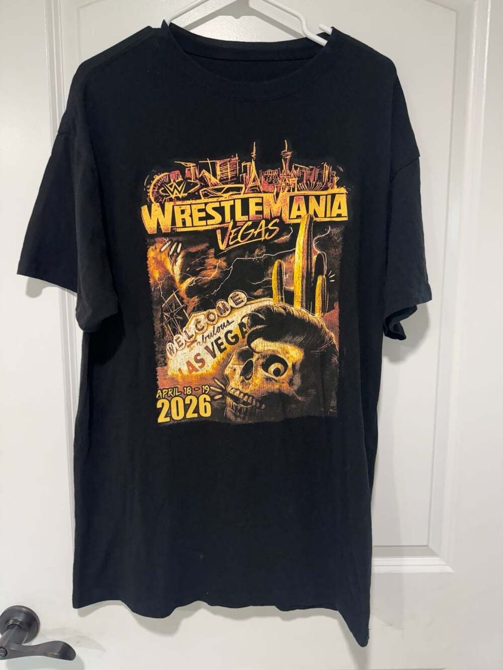 WrestleMania Vegas 2026 WWE Double Sided Graphic Wrestling Tee Black XL